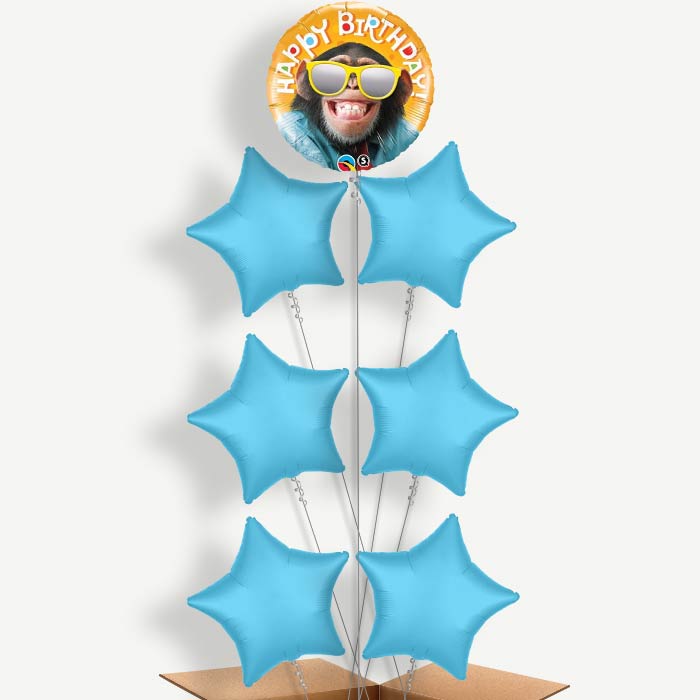 Monkey Birthday Balloon Arrangement Inflated with Helium | Party Save Smile