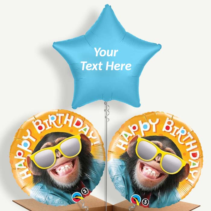 Personalisable Monkey Birthday Helium Balloons | Party Save Smile