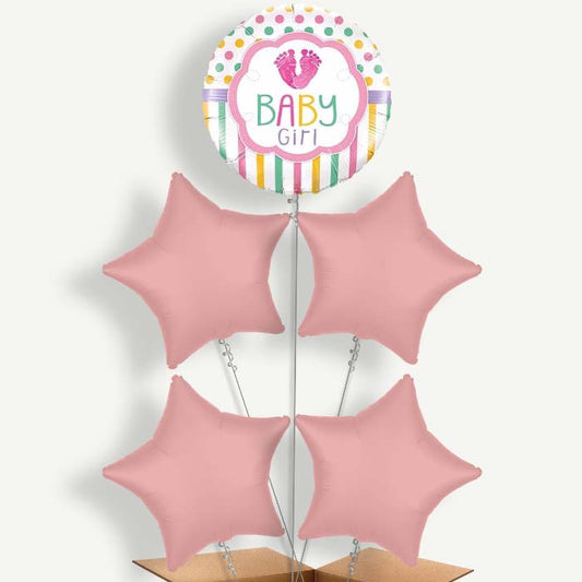 Baby Girl Feet Balloon Cluster Inflated with Helium | Party Save Smile