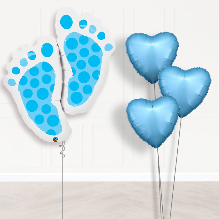 Blue Baby Feet Baby Shower Balloon Bouquet - Plain Bouquet | Party Save Smile