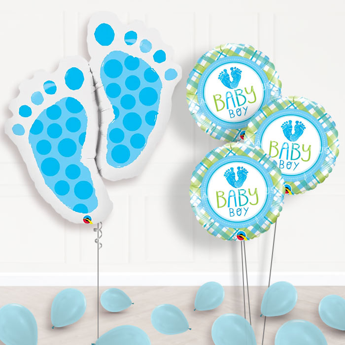 Blue Baby Feet Baby Shower Balloon Bouquet - Themed Bouquet and Latex | Party Save Smile