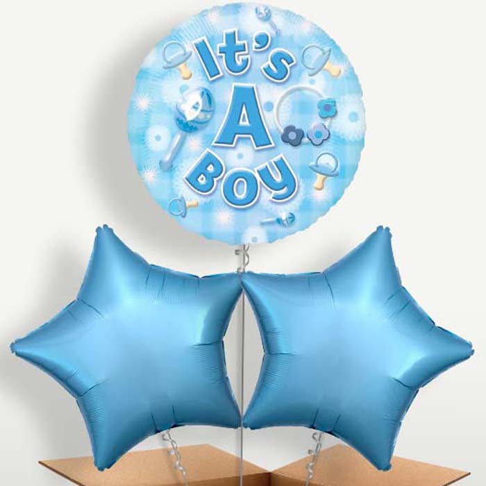 New Baby Boy Balloon Bunch inflated with Helium | Party Save Smile