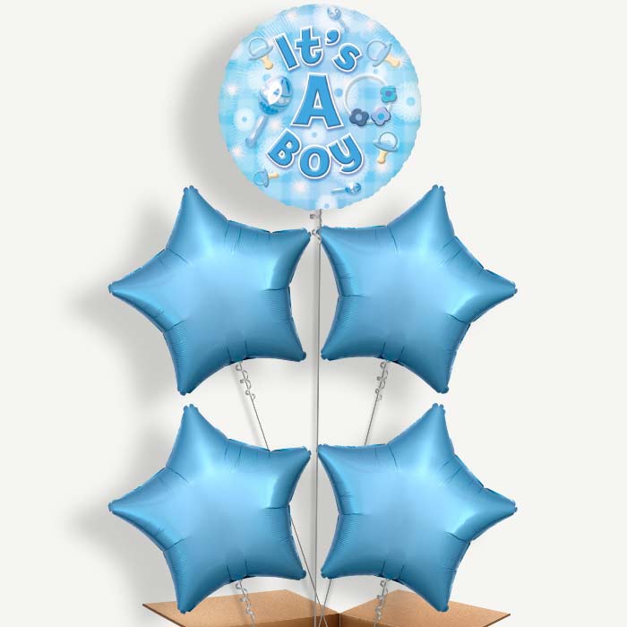 New Baby Boy Helium Cluster Balloons | Party Save Smile