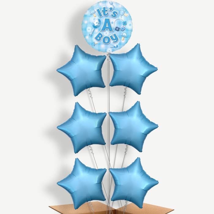 New Baby Boy Helium Balloon Arrangement | Party Save Smile