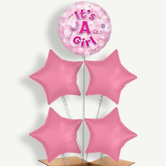New Baby Girl Balloon Cluster Inflated with Helium | Party Save Smile