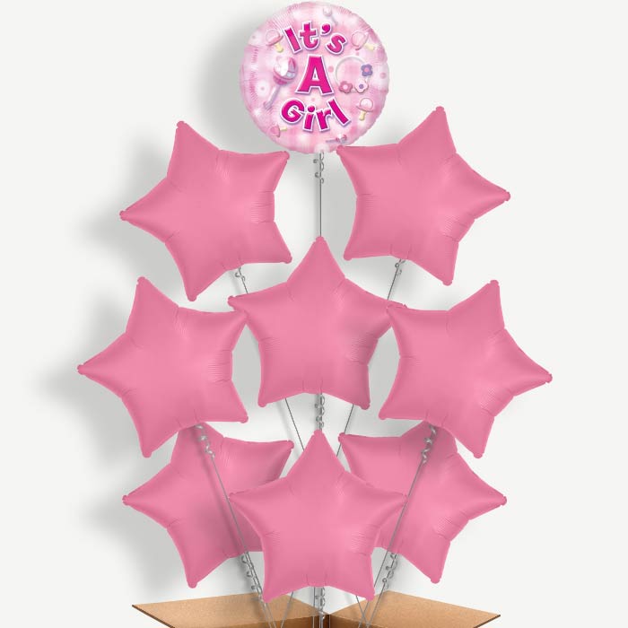 New Baby Girl Balloon Bundle Inflated with Helium | Party Save Smile