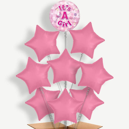 New Baby Girl Balloon Bundle Inflated with Helium | Party Save Smile