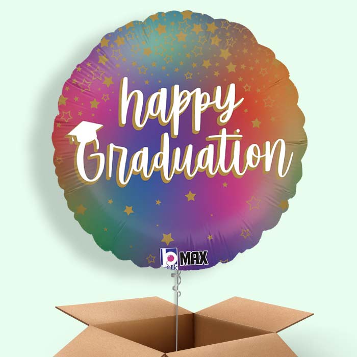 Rainbow Graduation Helium Balloons Delivered in a Box