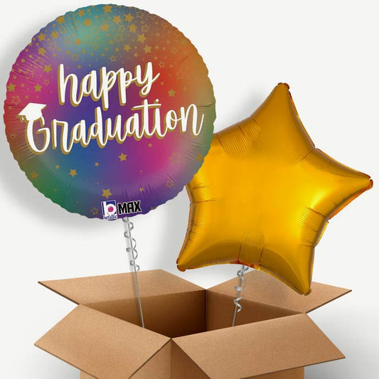 Rainbow Graduation Helium Balloon Couple | Party Save Smile