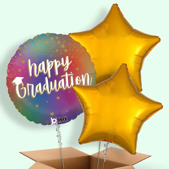 Rainbow Graduation Helium Balloons Delivered in a Box