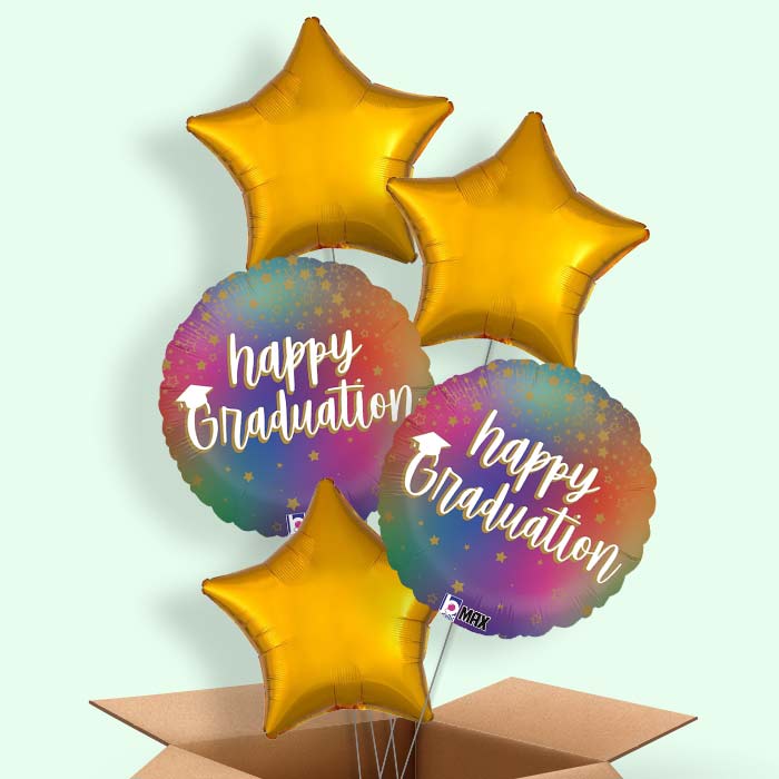 Rainbow Graduation Helium Balloons Delivered in a Box