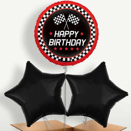 Chequered Flag Birthday Bunch of Balloons | Party Save Smile