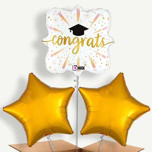 Caps Graduation Bunch of Balloons inflated with Helium (Trio)