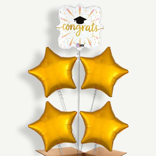 Caps Graduation 5 Balloon Cluster Inflated with Helium