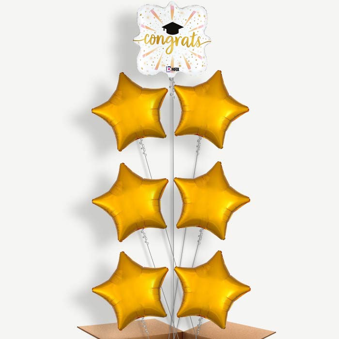 Caps Graduation 7 Balloon Arrangement Inflated with Helium