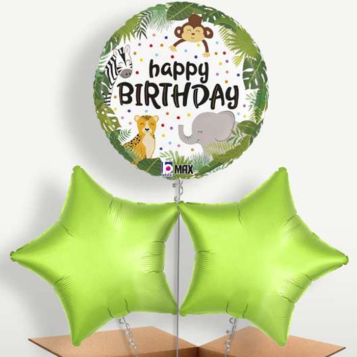 Happy Birthday Jungle Animals Balloons in a Bunch | Party Save Smile