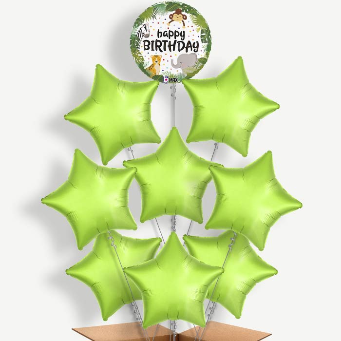 Happy Birthday Jungle Animals Helium Balloon Bundle | Party Save Smile