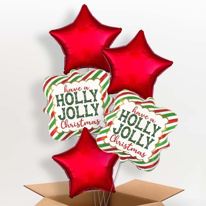 Holly Jolly Christmas Helium Balloon in a Box - 5 Balloon | Party Save Smile