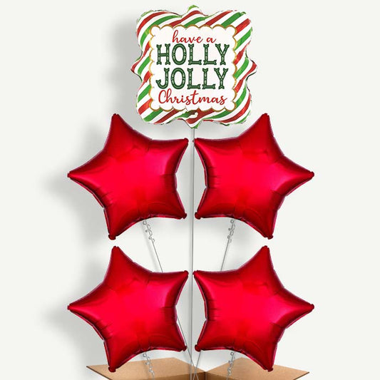Holly Jolly Christmas Helium Cluster Balloons | Party Save Smile