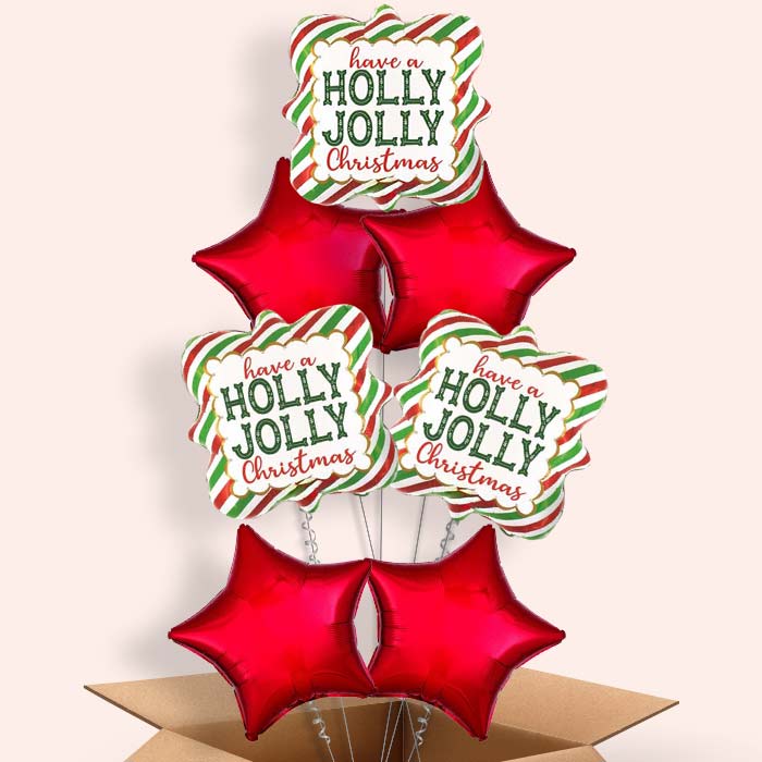 Holly Jolly Christmas Helium Balloon in a Box - 7 Balloon | Party Save Smile