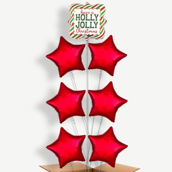 Holly Jolly Christmas Helium Balloon Arrangement | Party Save Smile