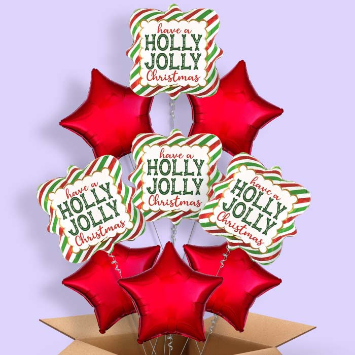 Holly Jolly Christmas Helium Balloon in a Box - 9 Balloon | Party Save Smile