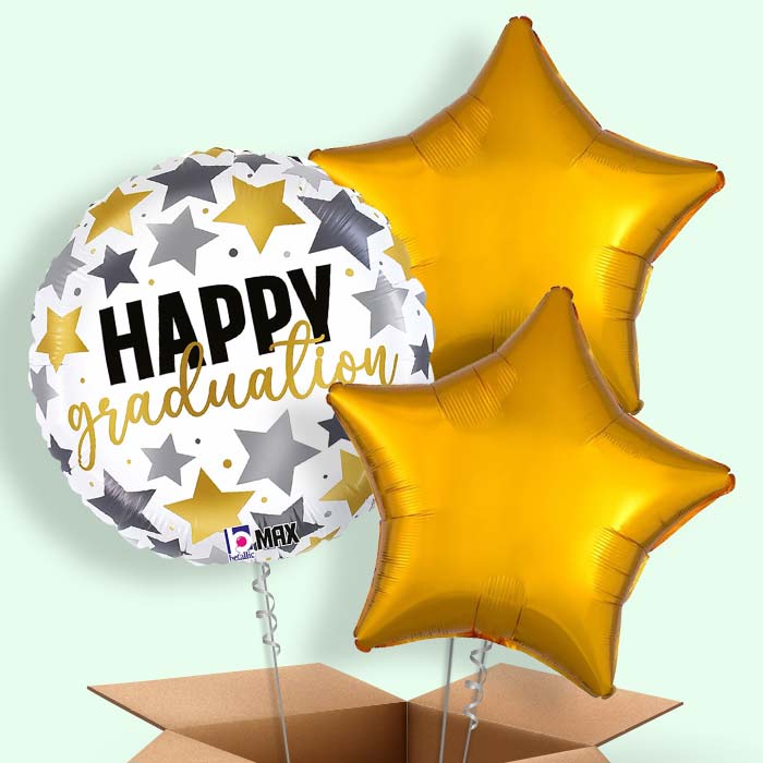 White Graduation Helium Balloons in a Box