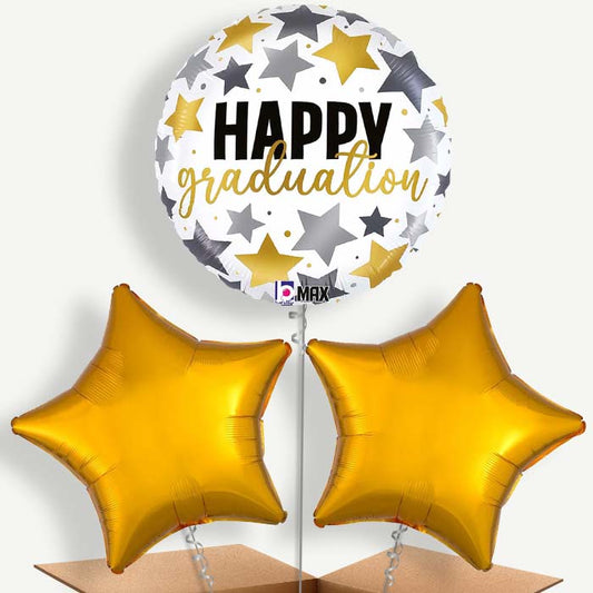 White Graduation Helium Bunch of Balloons (Trio)