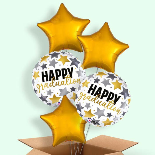 White Graduation Helium Balloons in a Box