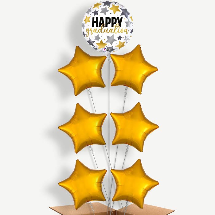 White Graduation 7 Helium Balloon Arrangement