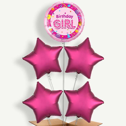 Birthday Girl Celebration Helium Cluster Balloons | Party Save Smile