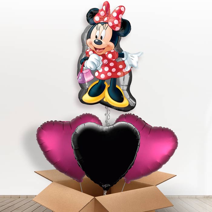 Giant Minnie Mouse Helium Balloon in a Box - With 3 Plain Balloons | Party Save Smile