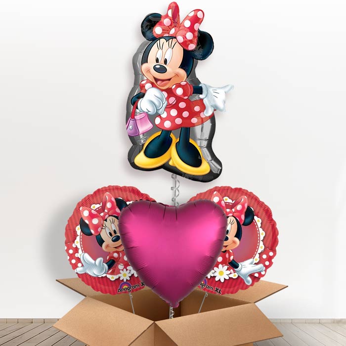 Giant Minnie Mouse Helium Balloon in a Box-1 x Giant Balloon and 2 Themed Balloons and 1 Plain Balloon 