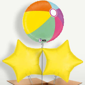 Beach Ball Bunch of Balloons Inflated with Helium (Trio)