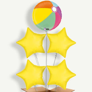 Beach Ball 5 Balloon Cluster Inflated with Helium