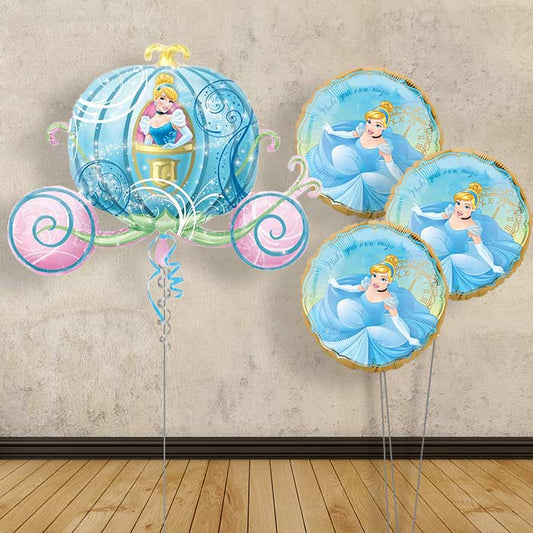Cinderella Carriage Helium Balloon with 3 Balloon Bouquet - Themed Bouquet | Party Save Smile