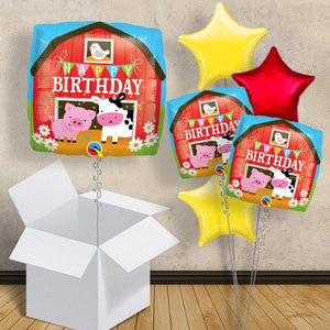 Happy Birthday Farm Helium Balloons in a Box
