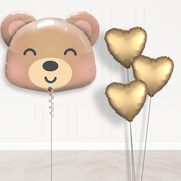 Teddy Bear Helium Balloon Bouquet - Plain Bouquet | Party Save Smile