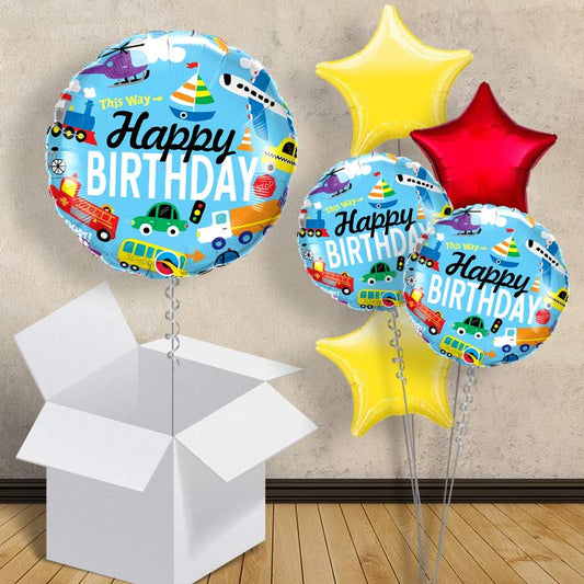 Happy Birthday Transport Helium Balloons in a Box - 1 Balloon | Party Save Smile