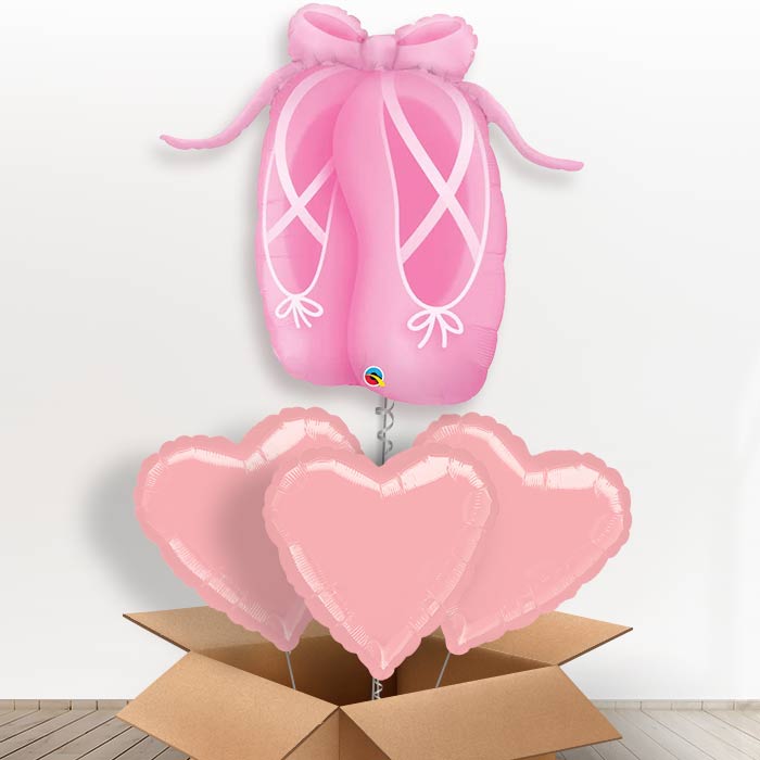 Ballerina Slipper Helium Balloon in a Box - With 3 Plain Balloons | Party Save Smile