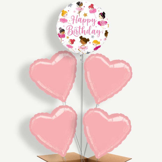 Birthday Ballerina Balloon Cluster Inflated with Helium | Party Save Smile
