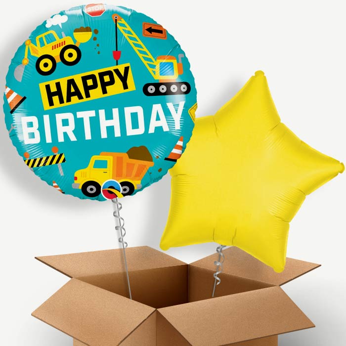 Happy Birthday Construction Helium Balloon Pair | Party Save Smile