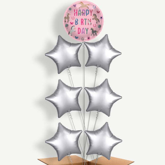 Happy Horse Birthday 7 Helium Balloon Arrangement | Party Save Smile