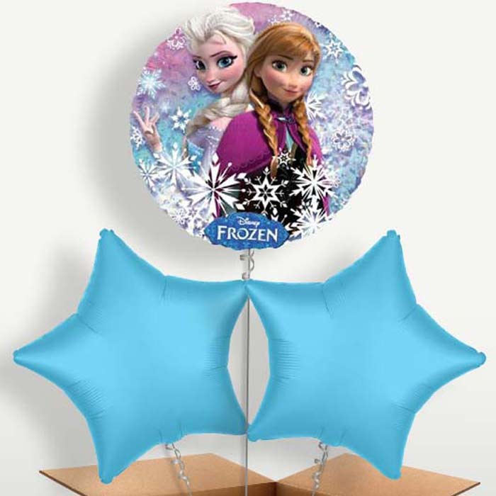 Frozen Snowflake Trio Balloon Bunch inflated with Helium | Party Save Smile
