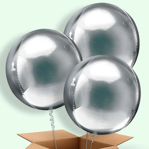 Trio of Silver Orbz Helium Balloons