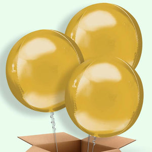 Trio of Gold Orbz Helium Balloons