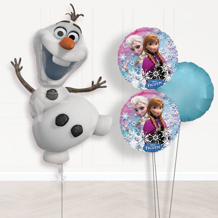 Frozen Olaf Balloon Bouquet in a Box-Giant Balloon + 2 Themed Balloons + 1 Plain Balloon 