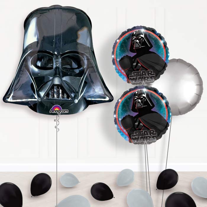 Darth Vader Star Wars Balloon Bouquet in a Box-Giant Balloon + 2 Themed Balloons + 1 Plain Balloon + Mini Balloons 