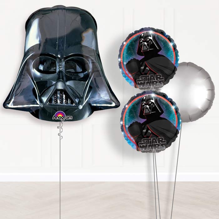Darth Vader Star Wars Balloon Bouquet in a Box-Giant Balloon + 2 Themed Balloons + 1 Plain Balloon 