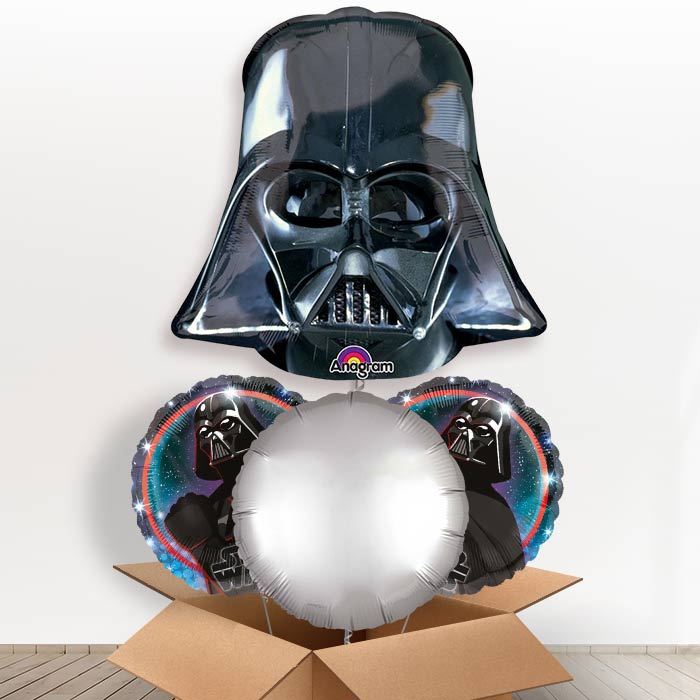 Giant Darth Vader Helium Balloon in a Box-1 x Giant Balloon and 2 Themed Balloons and 1 Plain Balloon 